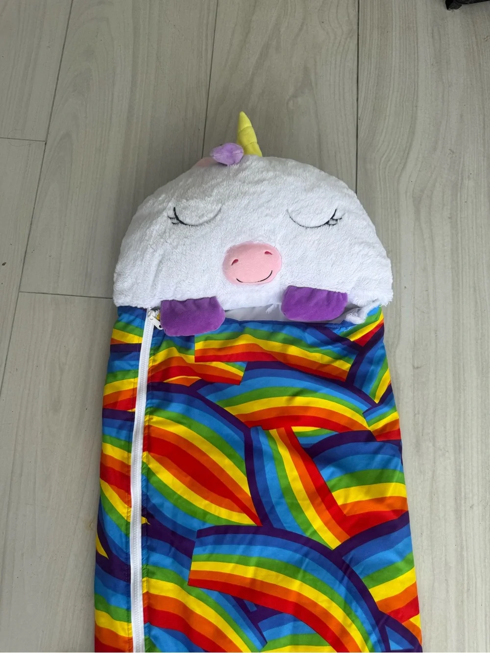 Unicorn Rainbow Kids Sleeping Bag - White & Multicolor